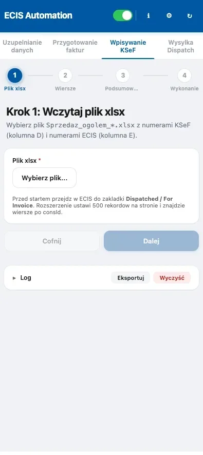 Automatyzacja ECIS, fakturowania i KSeF - wtyczka chrome